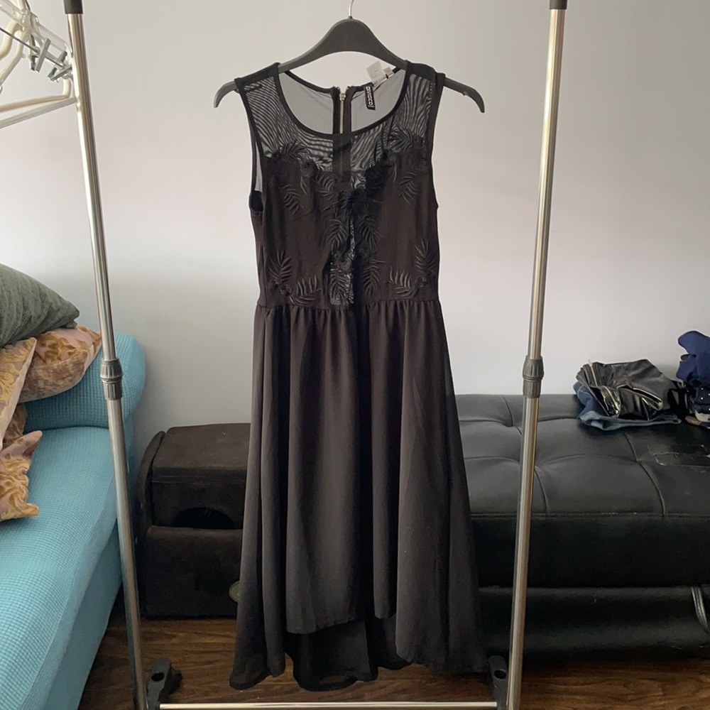 Black H&M Sleeveless Mesh Chiffon Dress